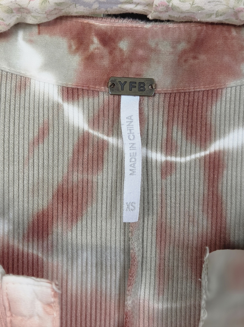Young Fabulous & Broke Lyra Dress Coral & White Spin Tie Dye Ribbed Midi - Picture 4 of 6